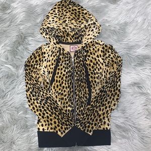 Juicy Couture Velour Cheetah Print Full Zip Hoodie